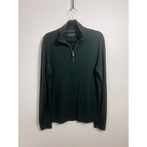 Tricots St Raphael Mens Sweater Quarter Zip Mock Neck Green Knit‎ Pullover